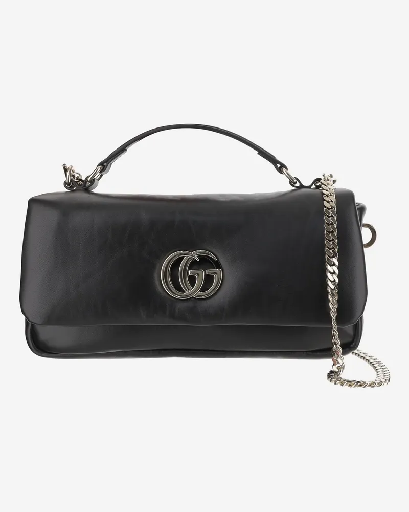Gucci Women's Padded Leather Handbag With Double G Emblem Black Handbags Hand Bags Black