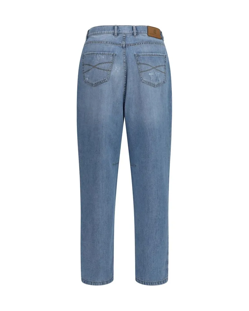 Brunello Cucinelli Men's Blue Cotton Straight-Leg Jeans Clothing Blue
