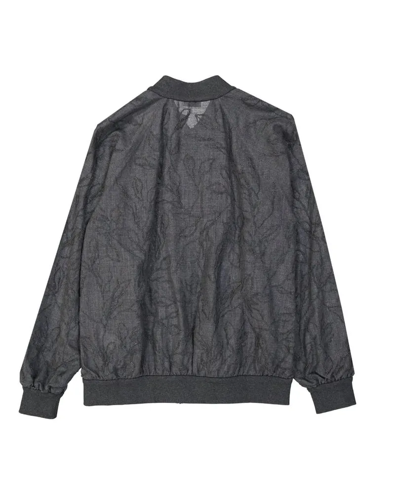Brunello Cucinelli Women Gray Virgin Wool Bomber Clothing Gray