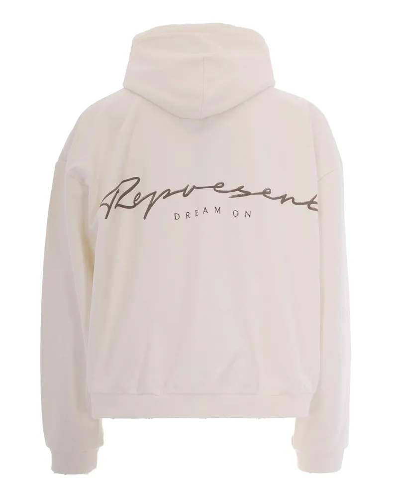 REPRESENT Men Hoodie Western Dobermans Flat White Cotton Sweatshirts Sweater White