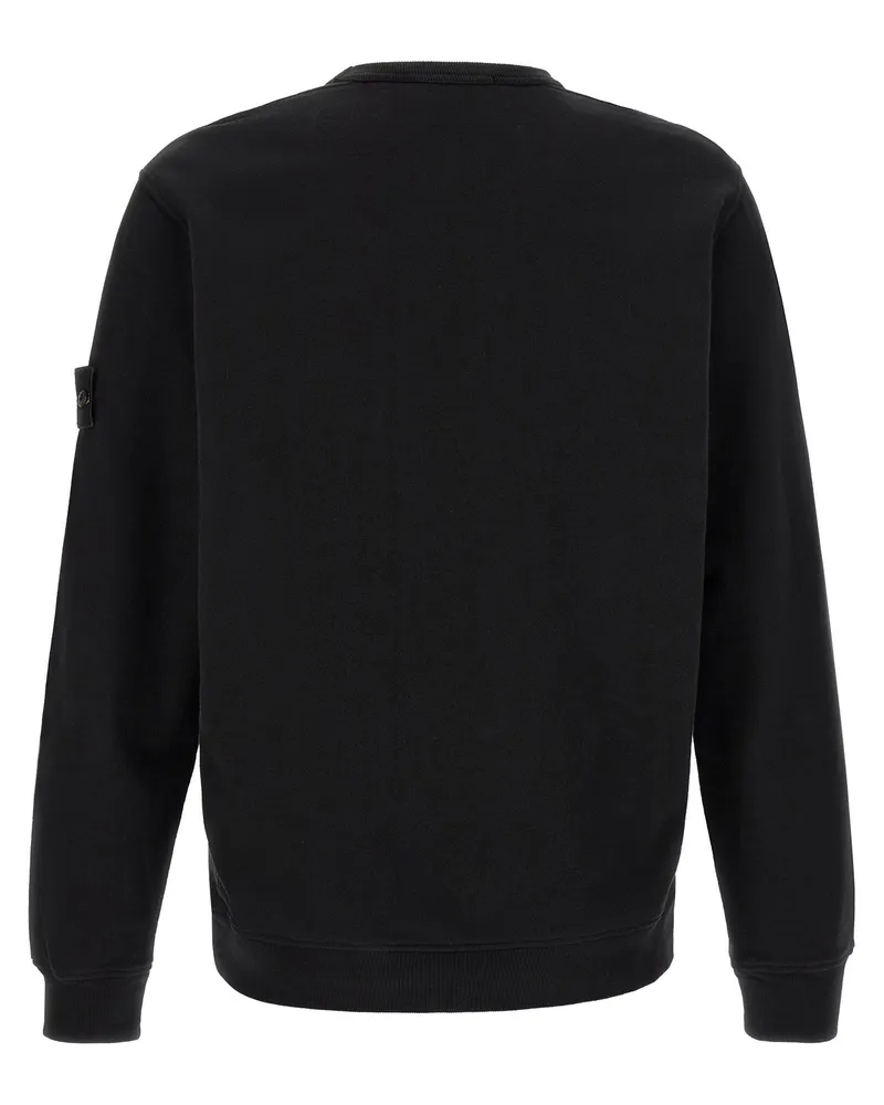 Stone Island Badge-Embellished Crew Neck Sweatshirt — Black Black