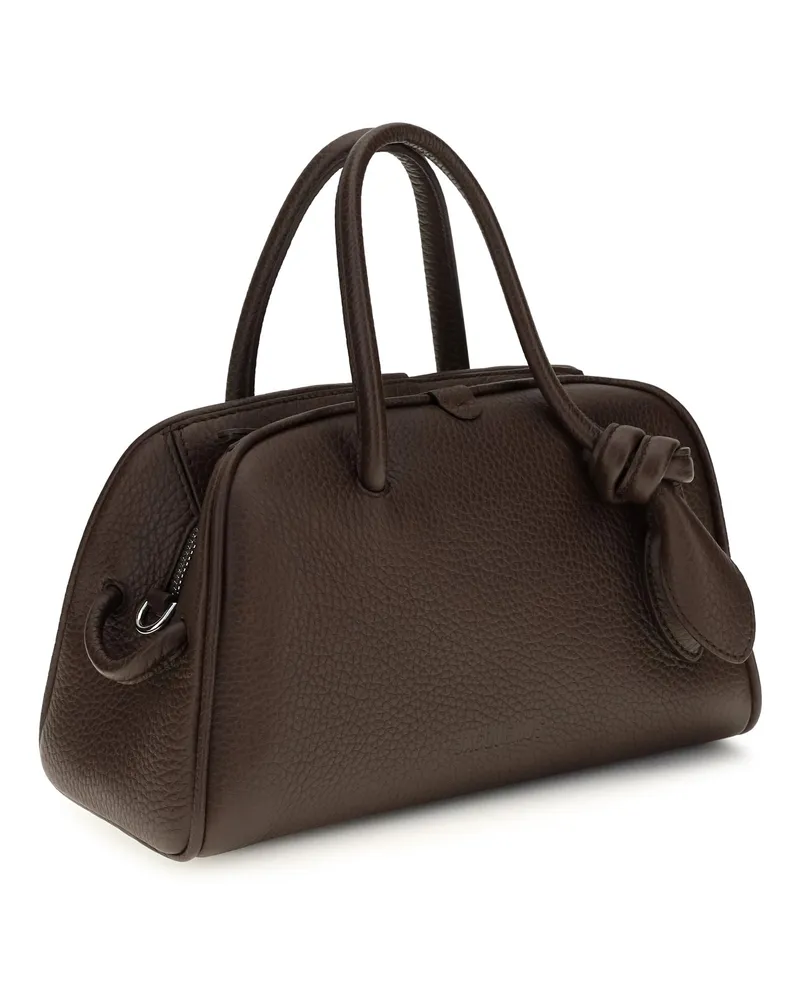 Jacquemus Women's Top-Handle Bag Dark Brown Calf Leather Bos Taurus Handbags Hand Brown