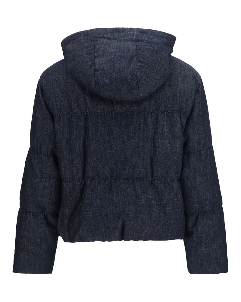 Brunello Cucinelli Women's Padded Jacket Denim Blu Cotton Down Coat Navy