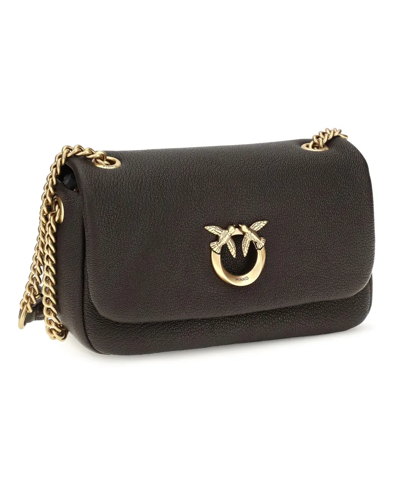 Pinko Women's Click Soft Horizontal Chain Mn. Marrone Marasca-Antique Gold Calf Leather Bos Taurus Shoulder Bags Brown