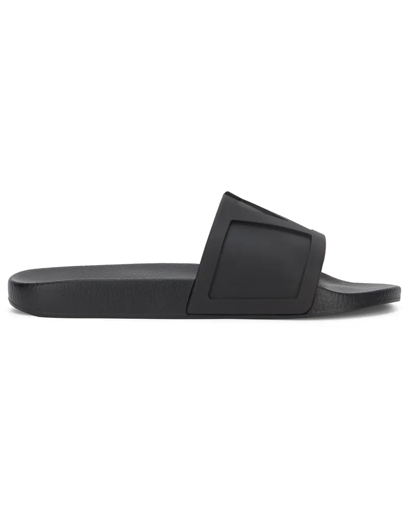 Valentino Garavani Rubber Logo Slides — Black Black
