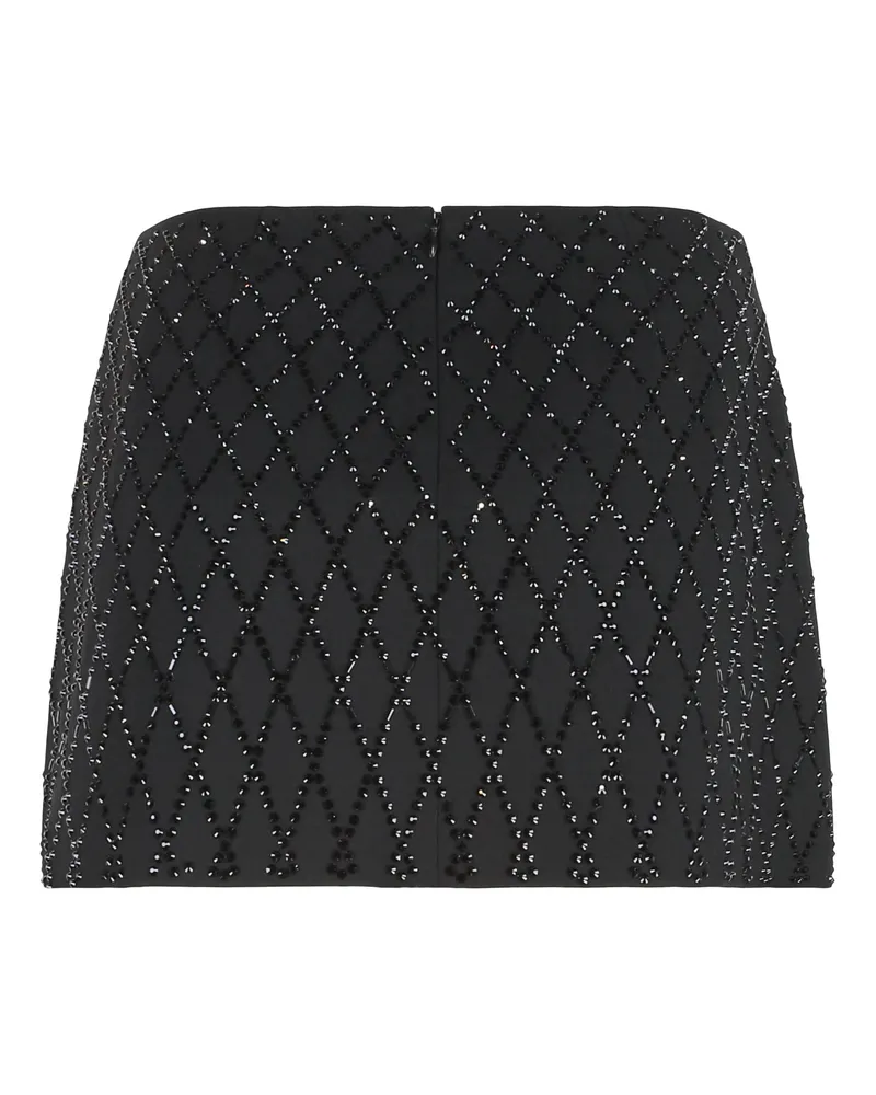 Pinko Women's Miniskirt Memory Black With Rhinestones Polyester Skirt Black