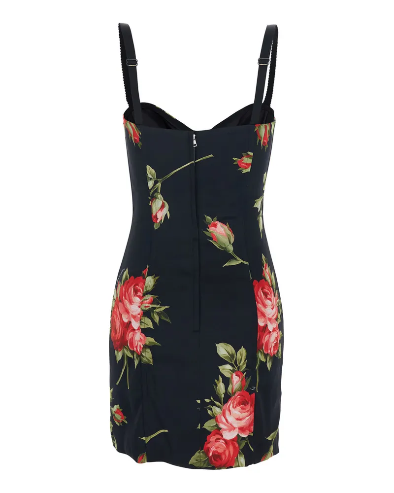 Dolce & Gabbana Women's Short Dress Black Floral Viscose Elastane Black
