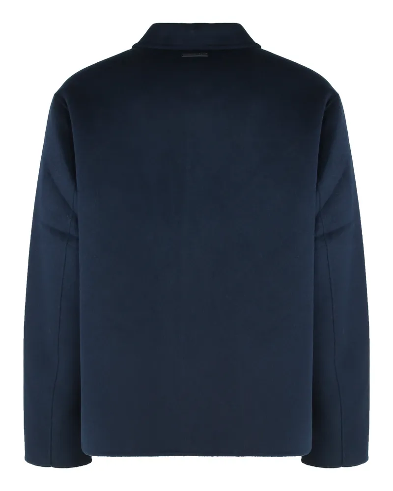 Calvin Klein Men's Jacket Wool-Blend Blue Recycled Wool Bomber Navy