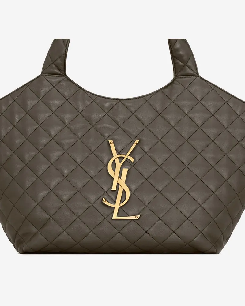 Saint Laurent Women's Shoulder Bag Icare Pinecone Nappa Leather Gray