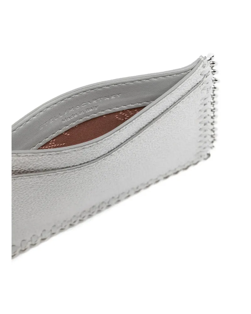 Stella McCartney Chain-Trimmed Grained Fabric Wallet — Gray Gray