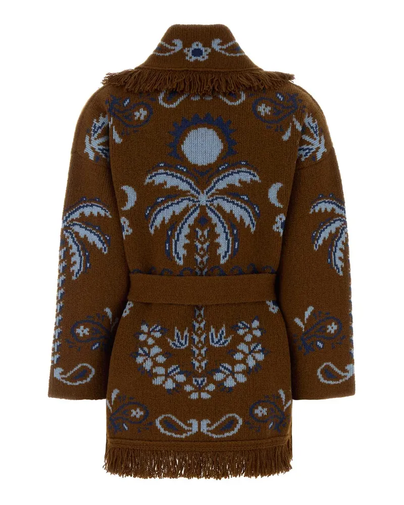 Alanui Women's Embroidered Wool Blend Island Roots Cardigan Tabaccoon Sciarpe E Foulard Scarfs Brown