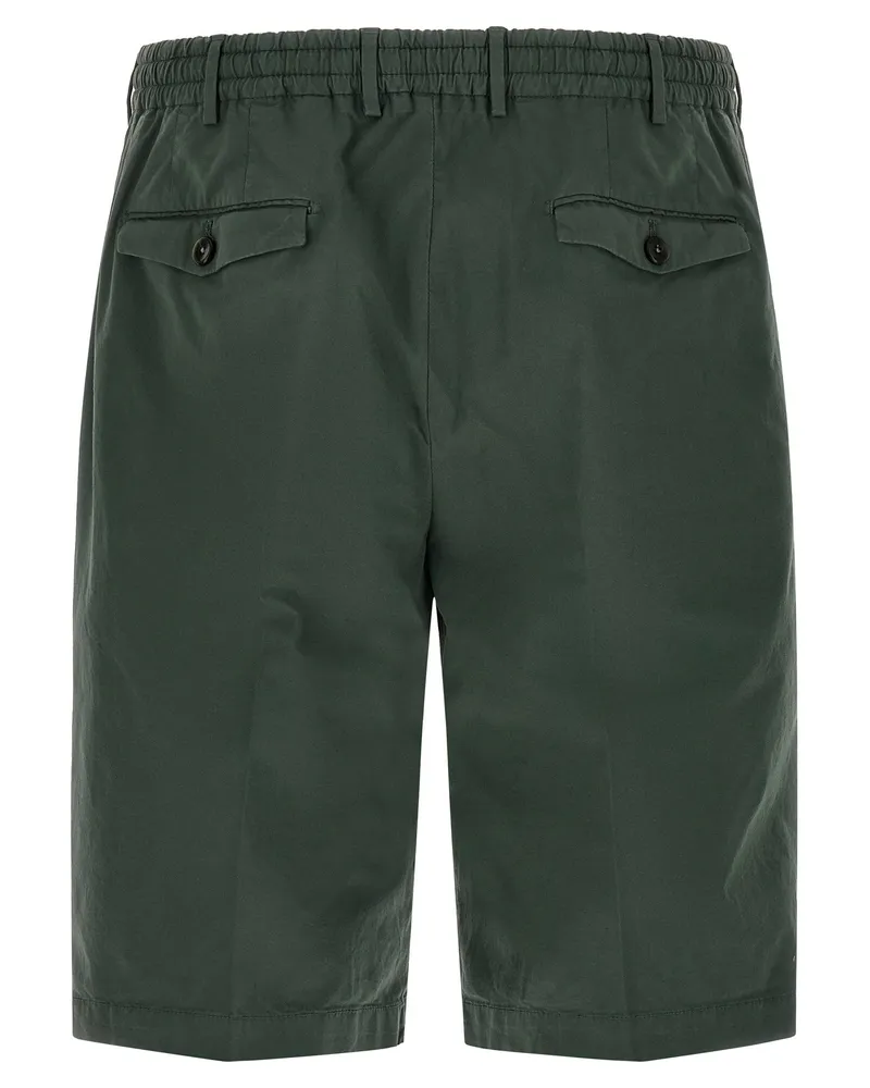 PT TORINO Pleated Cotton Bermuda Shorts — Green Green