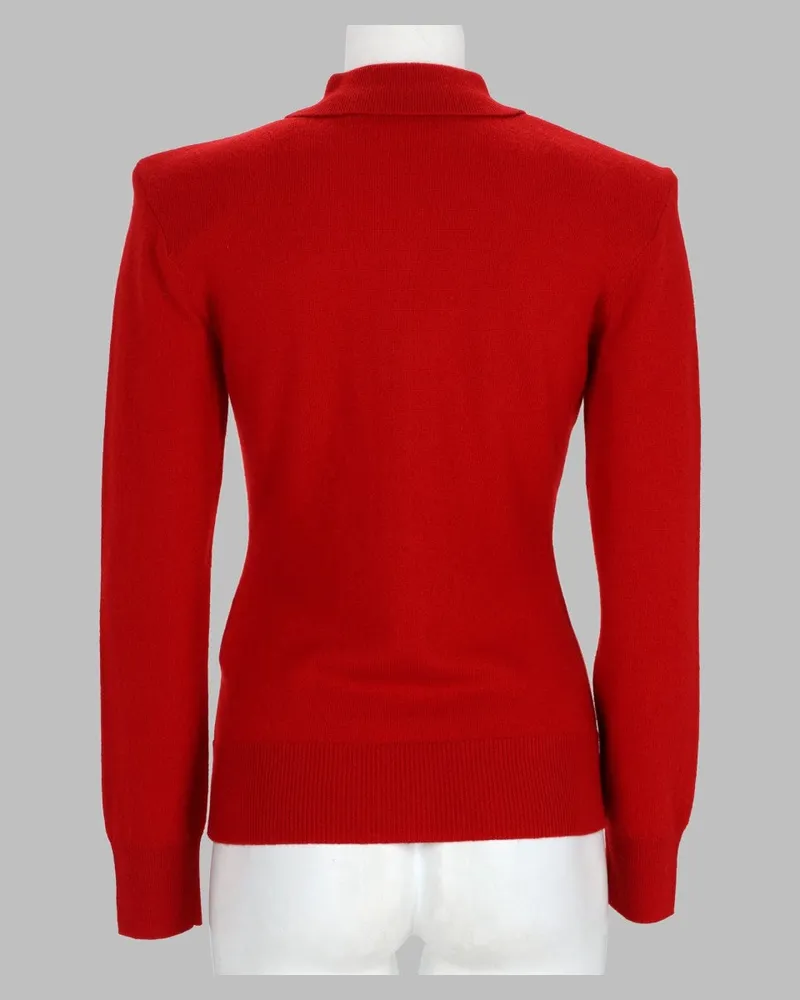 ROTATE Birger Christensen Merino Wool and Cashmere Polo Sweater — Red Red