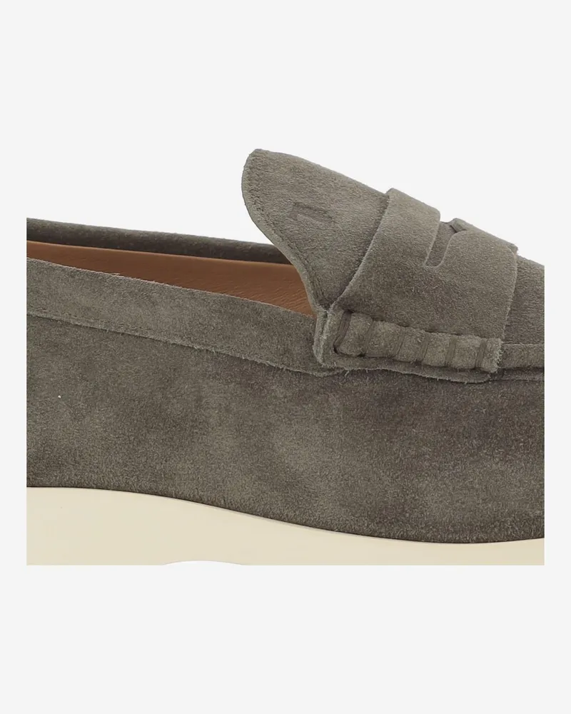 TOD'S Men's Suede Loafers Pinecone Calfskin Gray