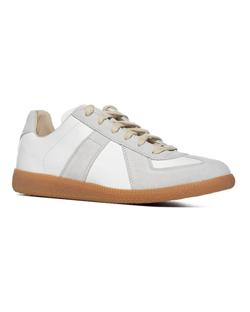 Maison Margiela Women's Replica Sneakers White Calf Leather Trainers White