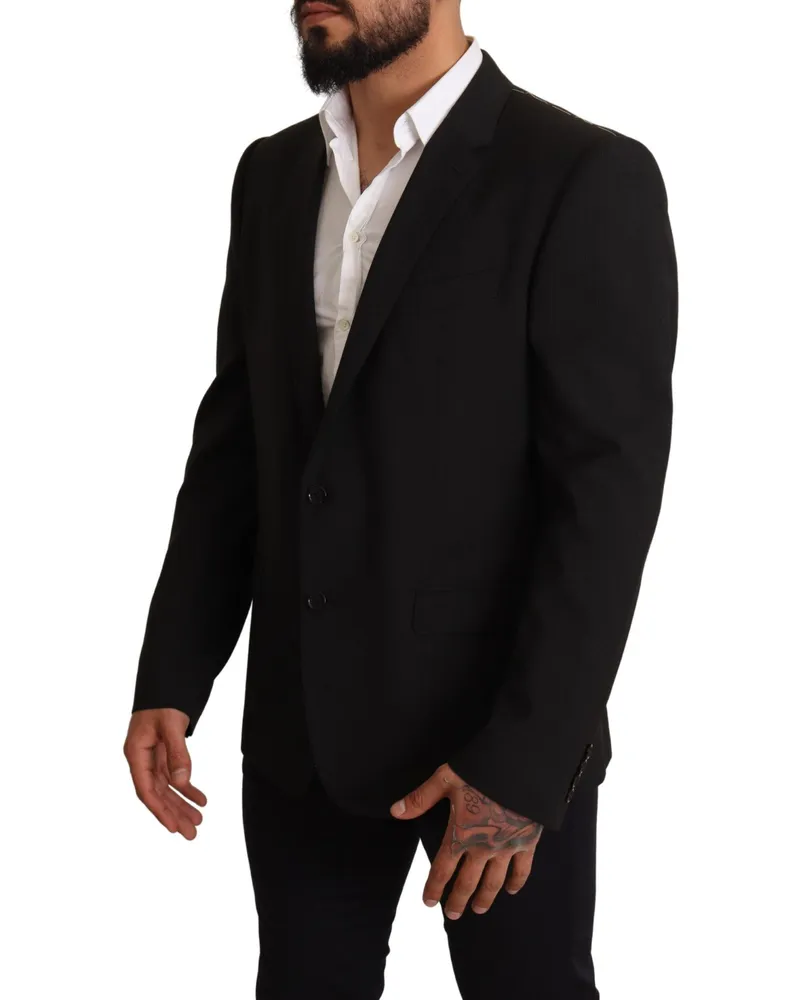 Dolce & Gabbana Men's Black Striped Martini Jacket Blazer Elastsane Clothing Black