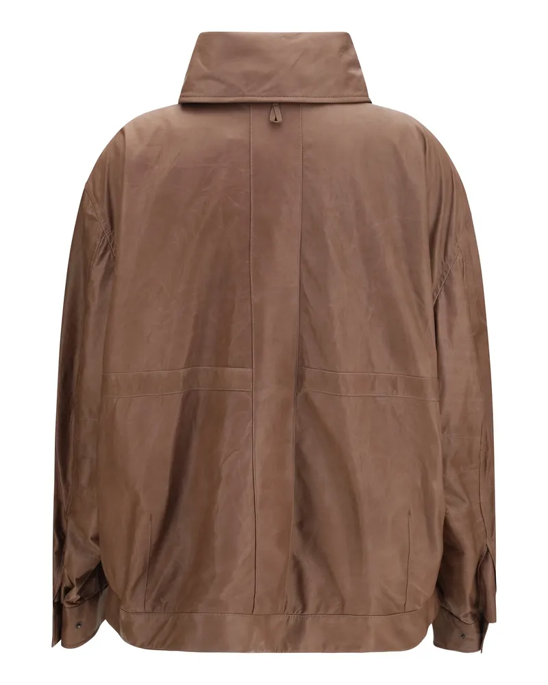 Calvin Klein Women's Isa Leather Jacket Currant Lamb Ovis Aries Brown