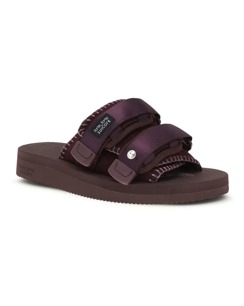 forte_forte Women's Double-Strap Sandals Grape Upper Polyester Purple