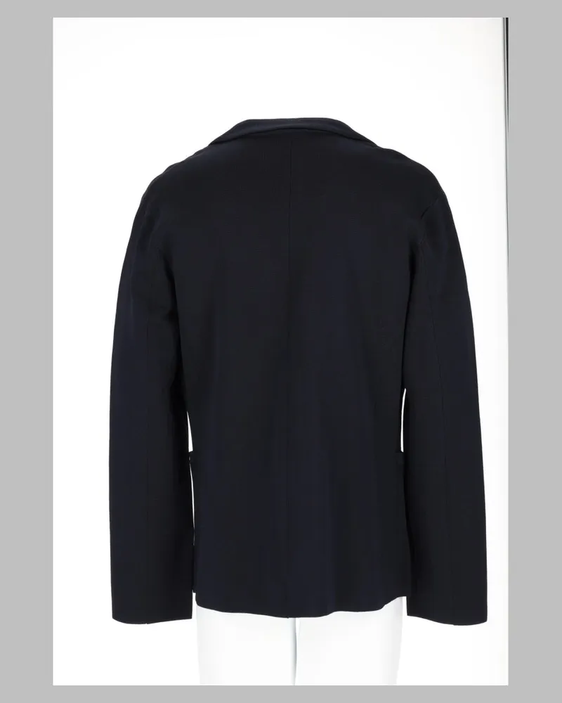 Emporio Armani Single-Breasted Viscose-Blend Blazer — Navy Navy