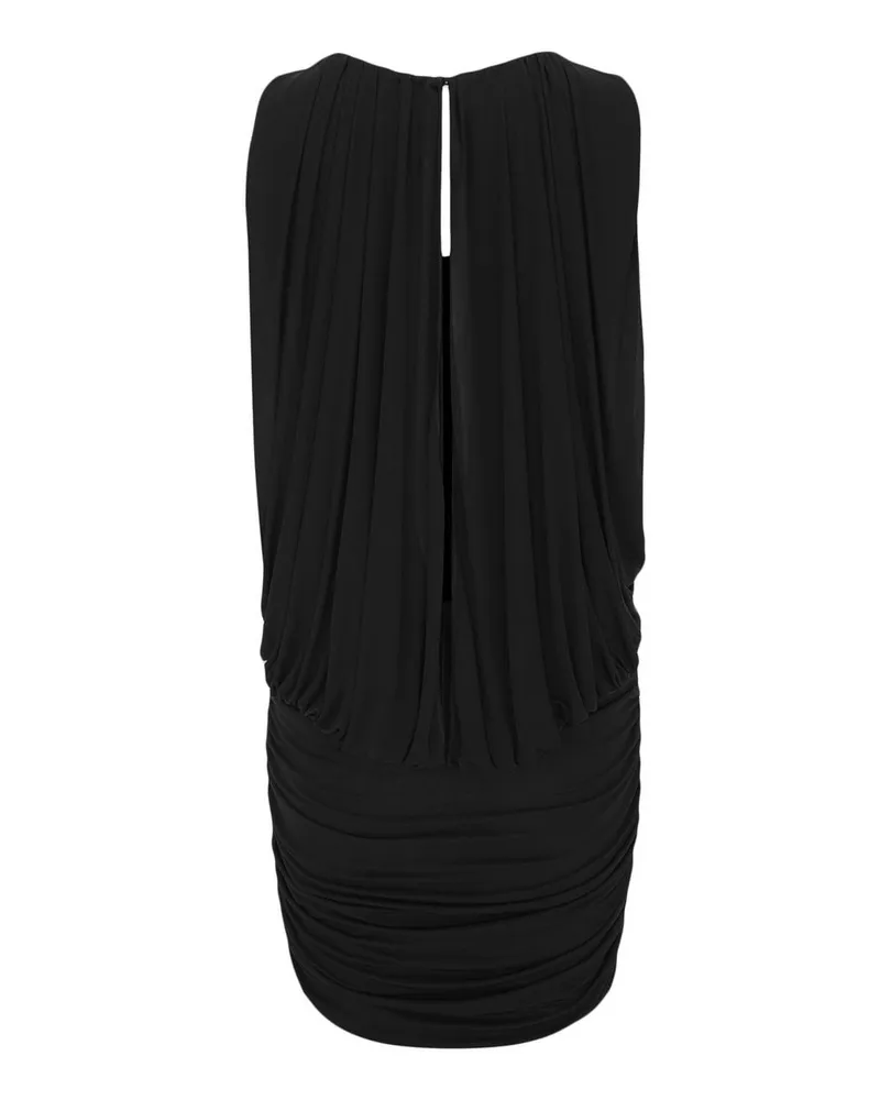 Saint Laurent Draped Ruched Jersey Minidress — Black Black
