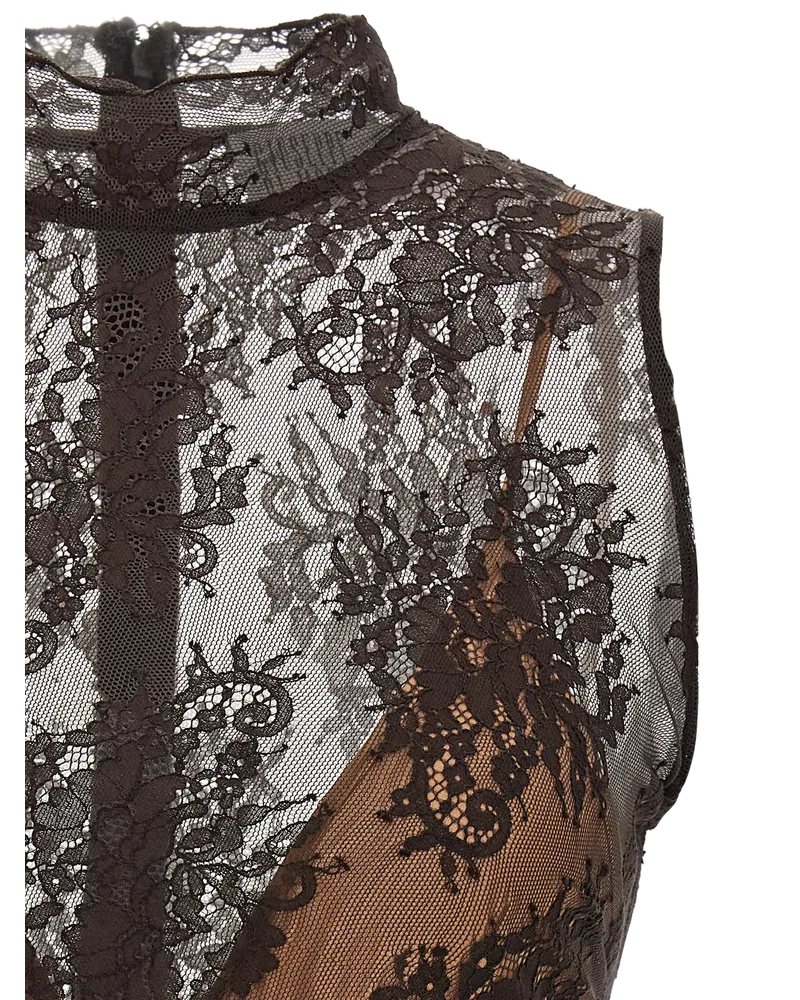 Giuseppe di Morabito Feathered Lace Mini Dress — Black Black