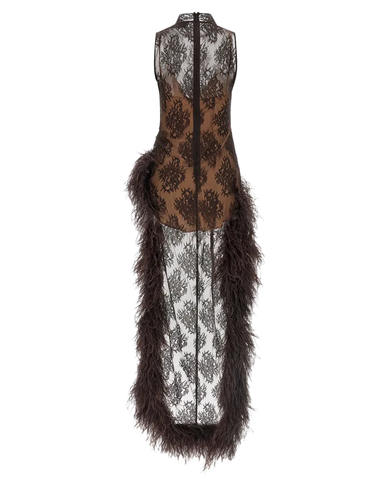 Giuseppe di Morabito Feathered Lace Mini Dress — Black Black