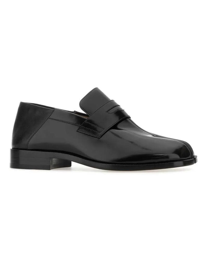 Maison Margiela Men's Black Leather Tabi Loafers Calf Black