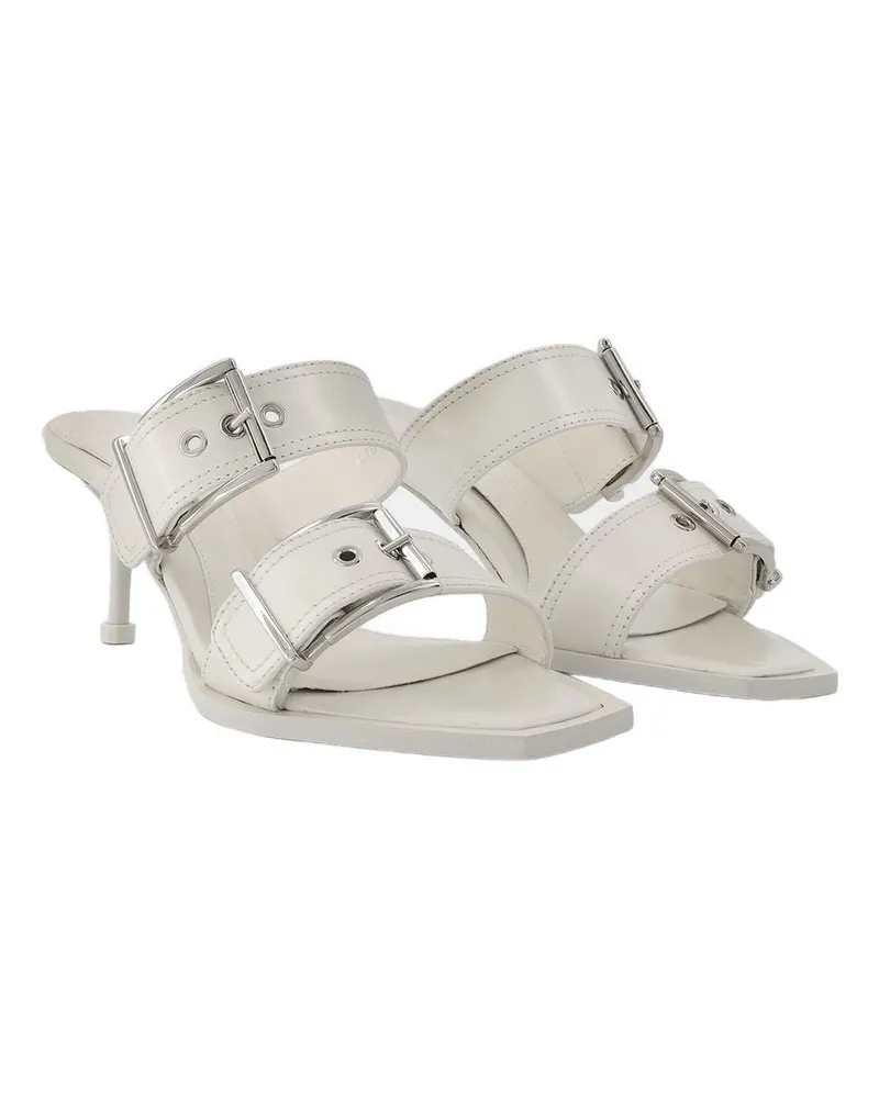 Alexander McQueen Women's Sandals -  Ivory-Silver Leather Shoes Pumps White