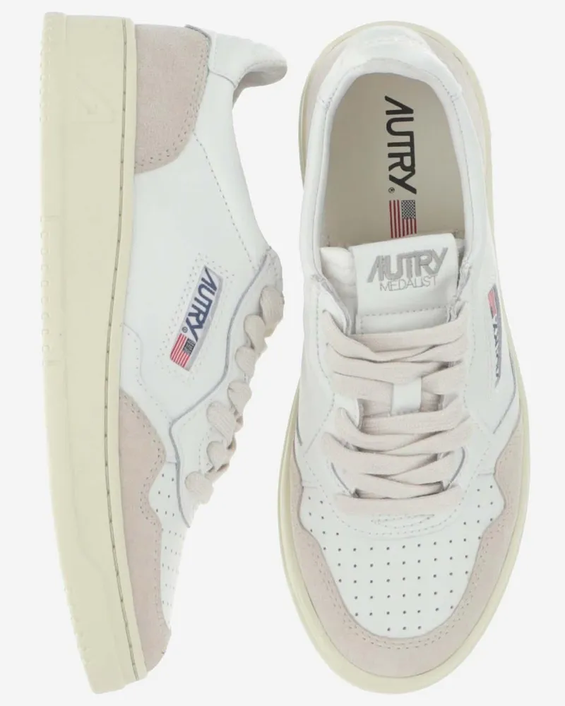AUTRY Women's Sneakers Medalist Low Beige Leather Trainers Beige