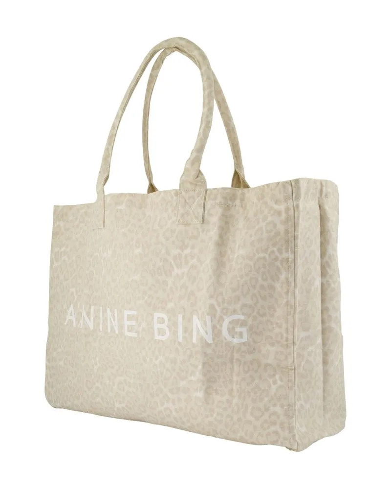 Anine Bing Women's Leo Shopper Bag -  Cotton Multicolor Totes-Shopping-Bags Beige