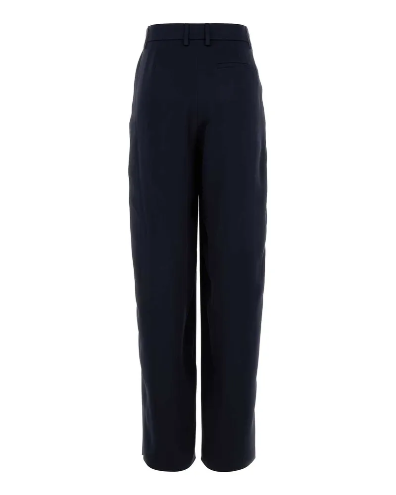 Giorgio Armani Women's Pinces Trousers Navy Silk Navy
