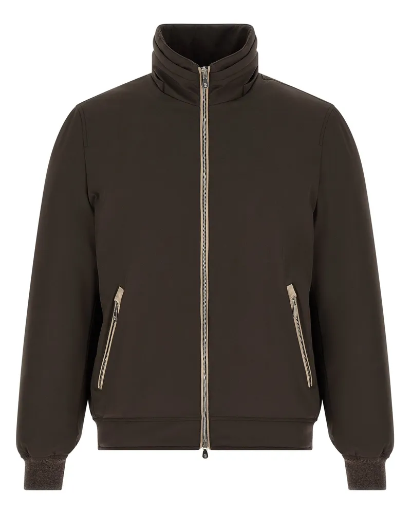Brunello Cucinelli Detachable Shearling-Lined Hood Down Jacket — Brown Brown