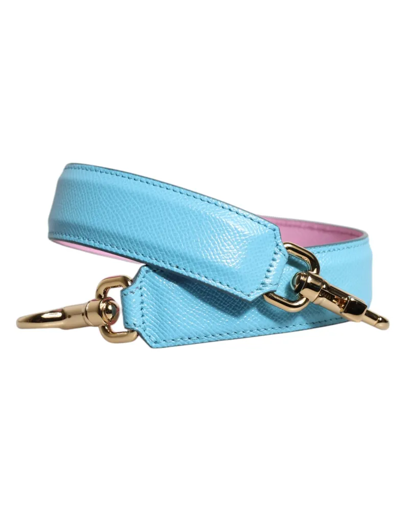 Dolce & Gabbana Women's Pink Blue Leather Handle Bag Shoulder Strap Light Blue