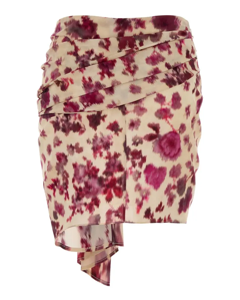 Isabel Marant Women's Printed Stretch Silk Ovia Mini Skirt Pink Gonne Pink