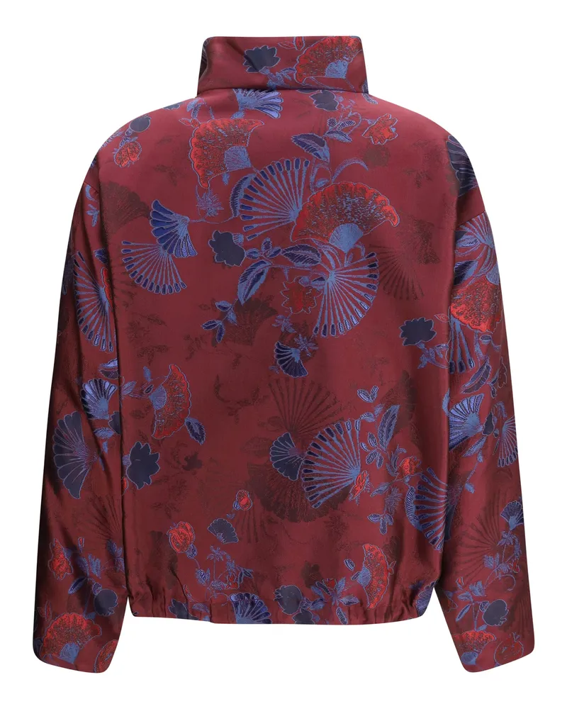 Giorgio Armani Silk-Blend Jacquard with Ginkgo Motif Jacket — Red 