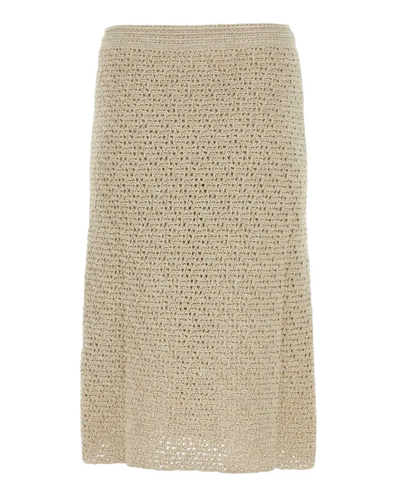 Bottega Veneta Women's Sand Crochet Skirt Exterior: Cotton Gonne Beige