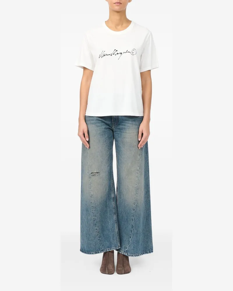 Maison Margiela Logo-Printed Cotton T-Shirt — White White