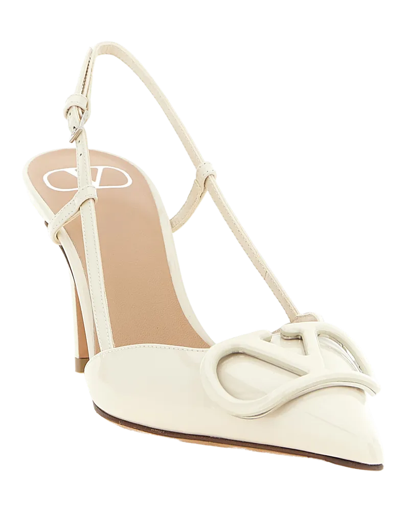 Valentino Garavani Patent Calfskin Pointed Heel — White 