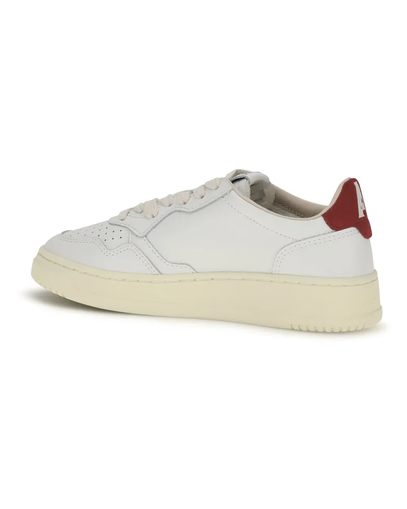 AUTRY Women's Medalist Low Leather Sneakers Wht-Deepclaret Wht/deepclaret White