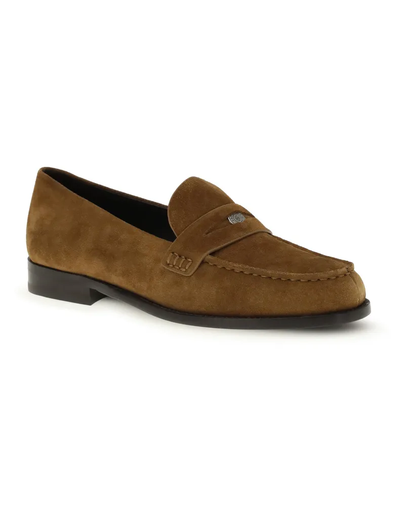 Tory Burch Women's Loafers Classic Penny Wild Tobacco Calf Leather Brown