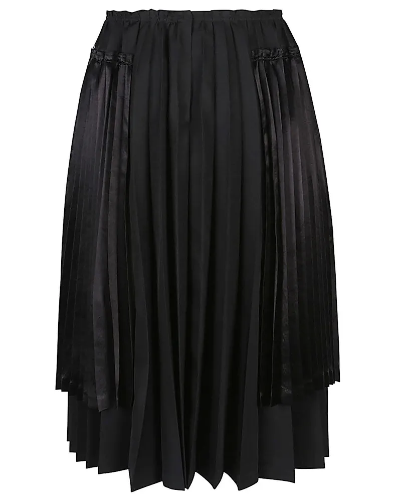 Comme des Garçons Pleated Midi Skirt — Black Black