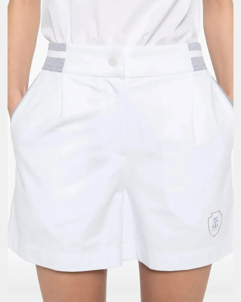 Brunello Cucinelli Women's Logo-Patch Track Shorts White Ss25 W White