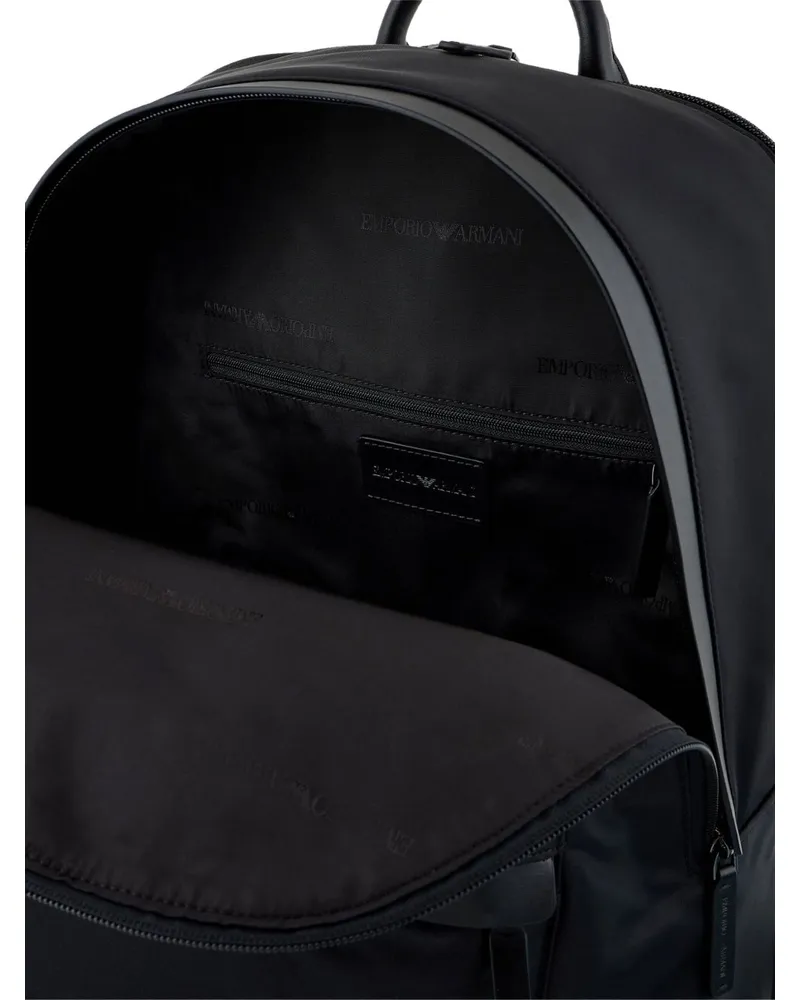 Emporio Armani Logo Backpack — Black Black