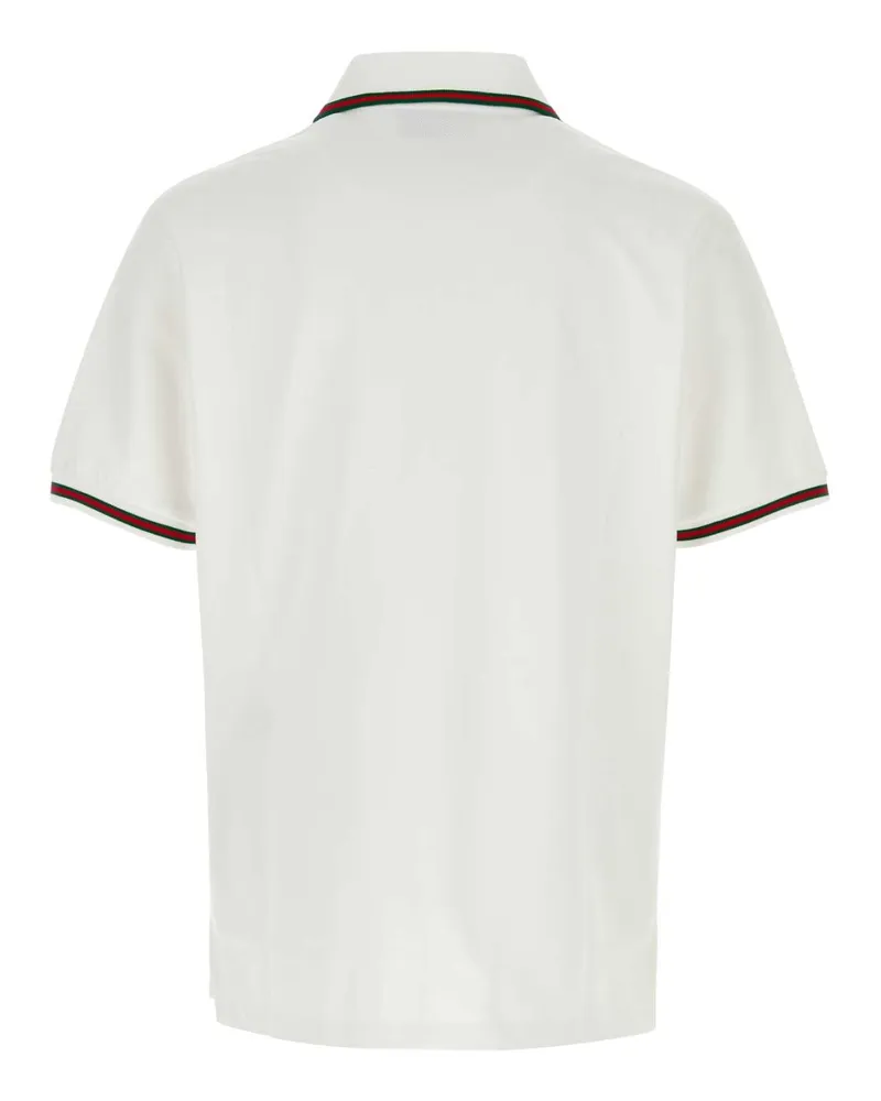 Gucci Striped-Trim Piquet Polo Shirt — White White