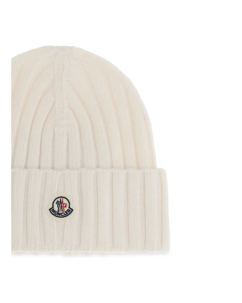 Moncler Women's Wool Beanie White Merino Hat White