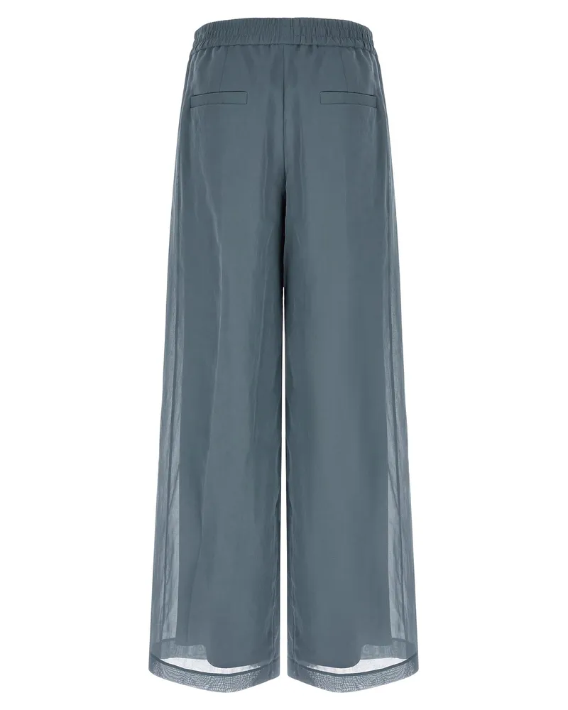 Brunello Cucinelli Women's Blue Cotton Casual Pants Blue