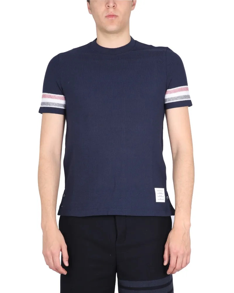 Thom Browne Striped Cotton T-Shirt — Blue Blue