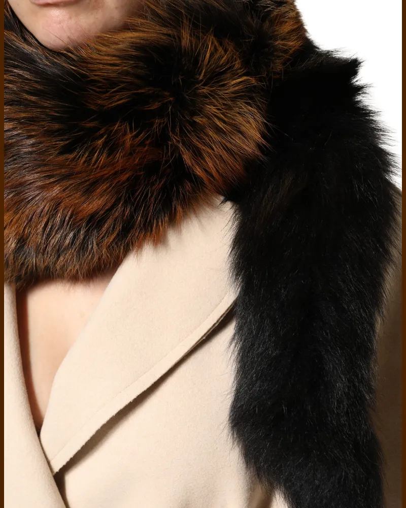 Dolce & Gabbana Women's Brown Red Fox Fur Neck Warmer Winter Scarf Brown