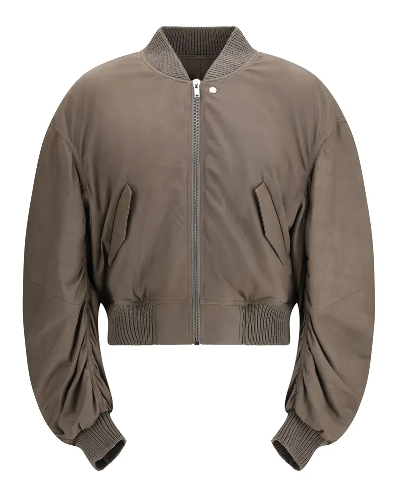 Rick Owens Men's Bomber Jacket Secchia Flight Lambskin Dust Gray