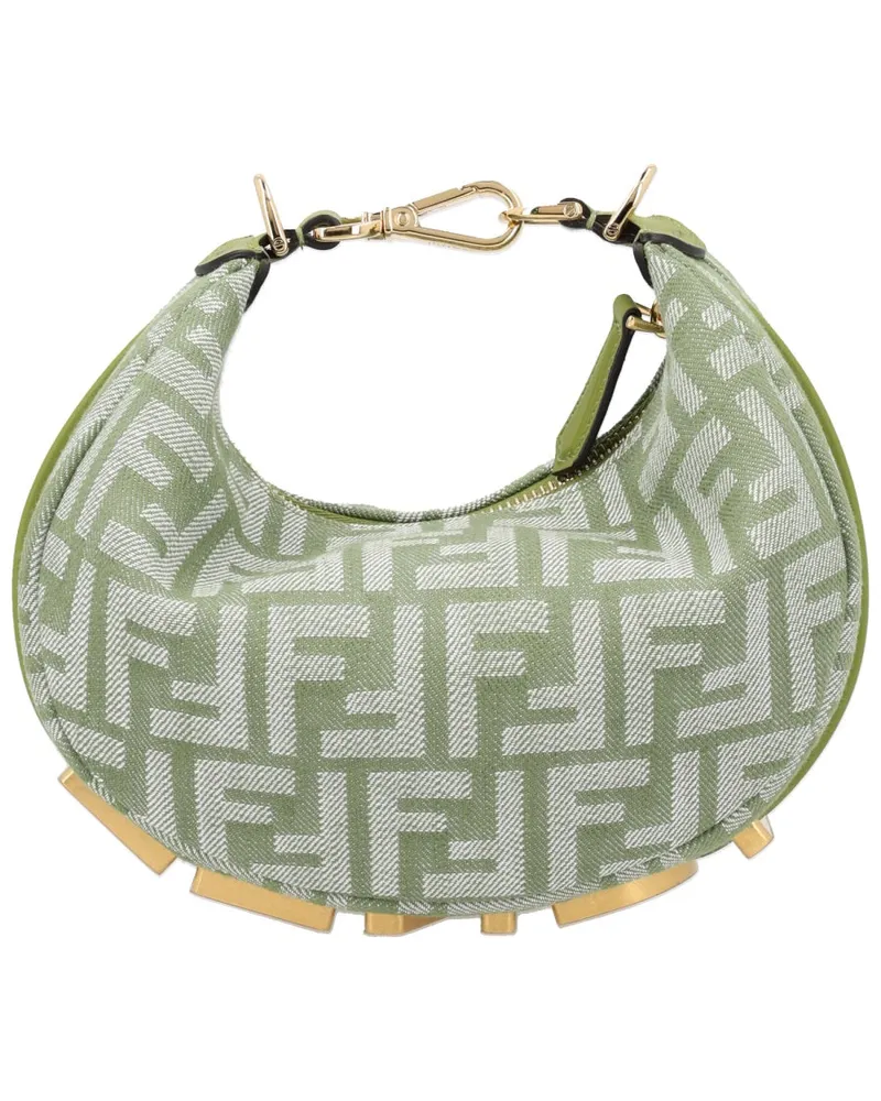 Fendi Women's Mini Hobo Bag Green Cotton Handbags Hand Green